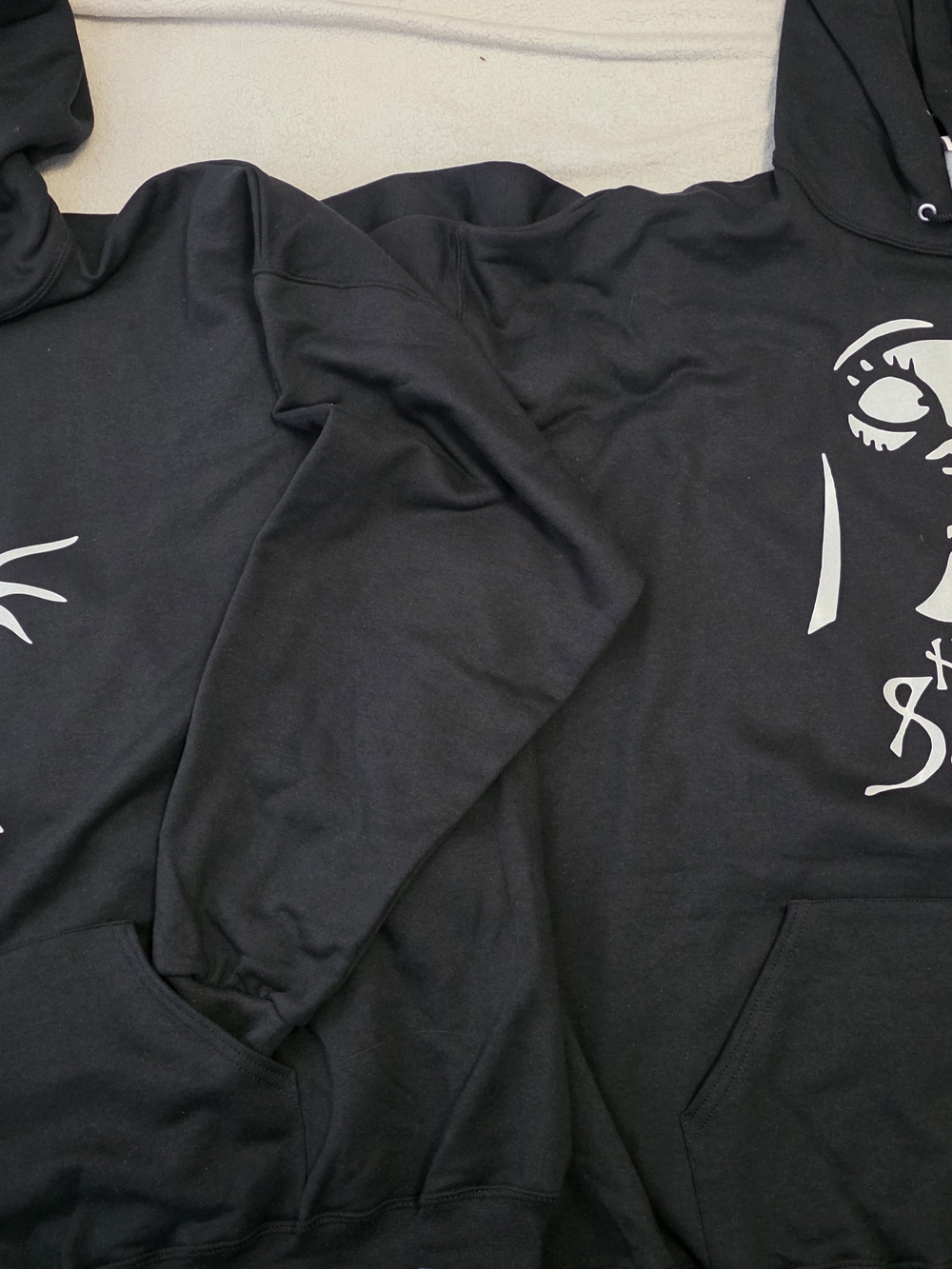 Men's Black Graphic Pullover Hoodie - Her Jack, His Sally Custom Made.
